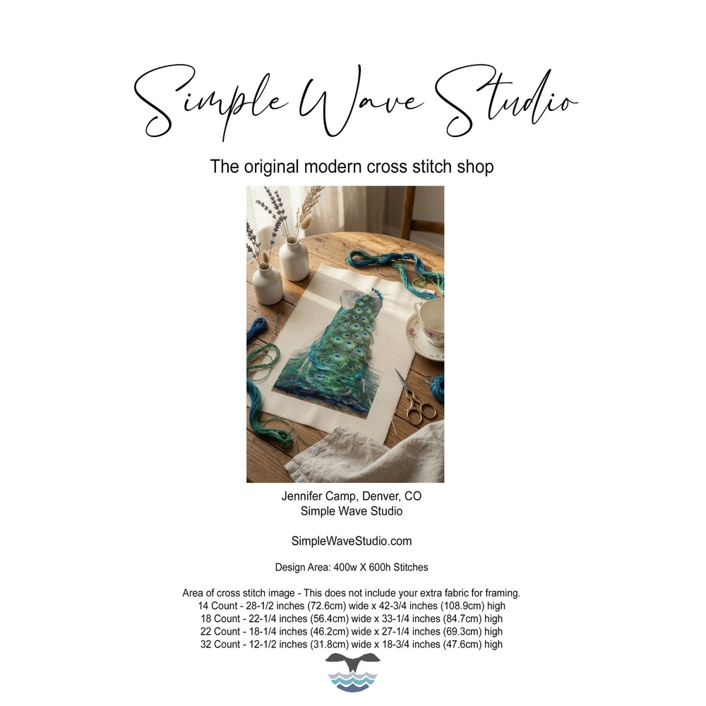 Peacock Feather Abstract Cross Stitch Pattern - Boho Decor‎